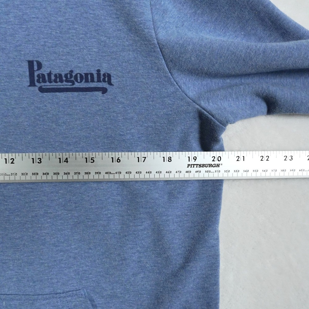 Patagonia Mens Full Zip Hoodie Blue Organic Cotton Logo Sweatshirt Medium - Picture 8 of 10